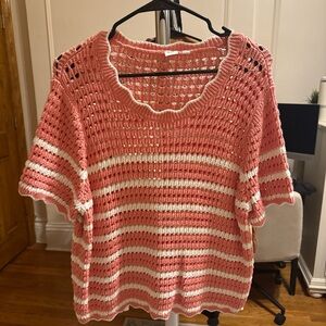 GAP Pink and White Striped Knit Top
